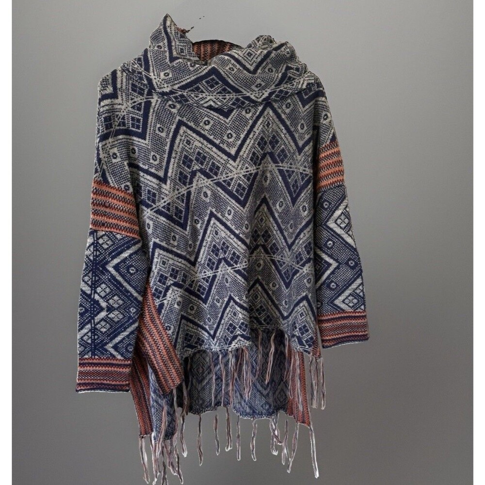 Umgee Boho Sweater M/L Oversized cowl neck